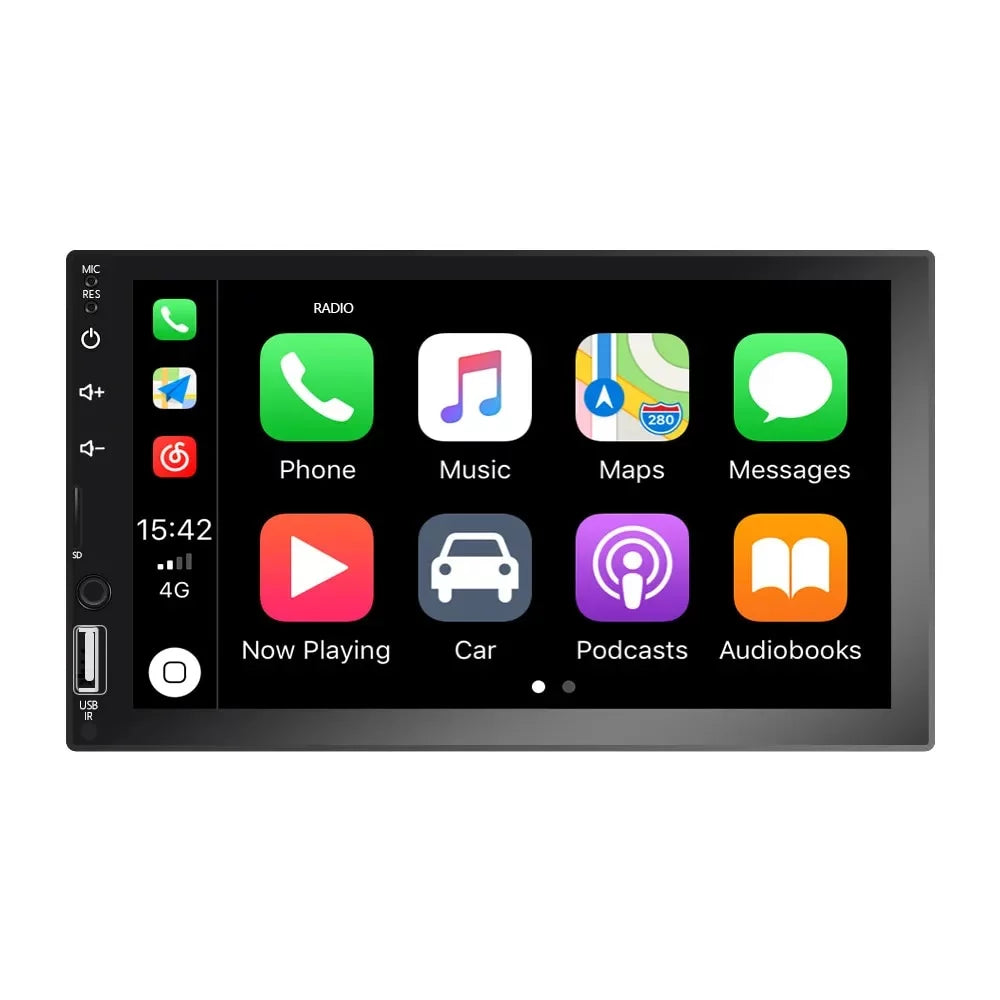 2 Din Car Stereo 7" Touch Screen Multimedia Player Car Play MP5 with Rear View Camera/Android Auto/Autoradio/IOS/Bluetooth/USB/TF