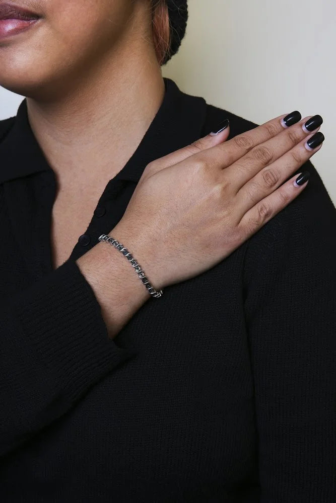 Haus of Brilliance .925 Sterling Silver 1/4 Cttw Womens Treated Black Round cut Box Clasp Diamond Tennis 7" Inches Bracelet (Black Color, I3 Grade