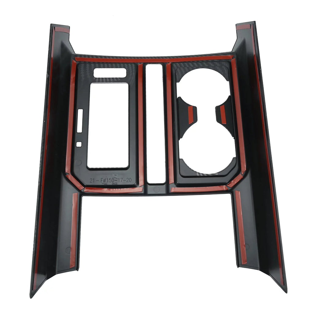 Carbon Fiber Pattern Car Center Console Gear Shift Cup Holder Trim Shield Ford F-150 2015 2016 2017 2018 2019 Black
