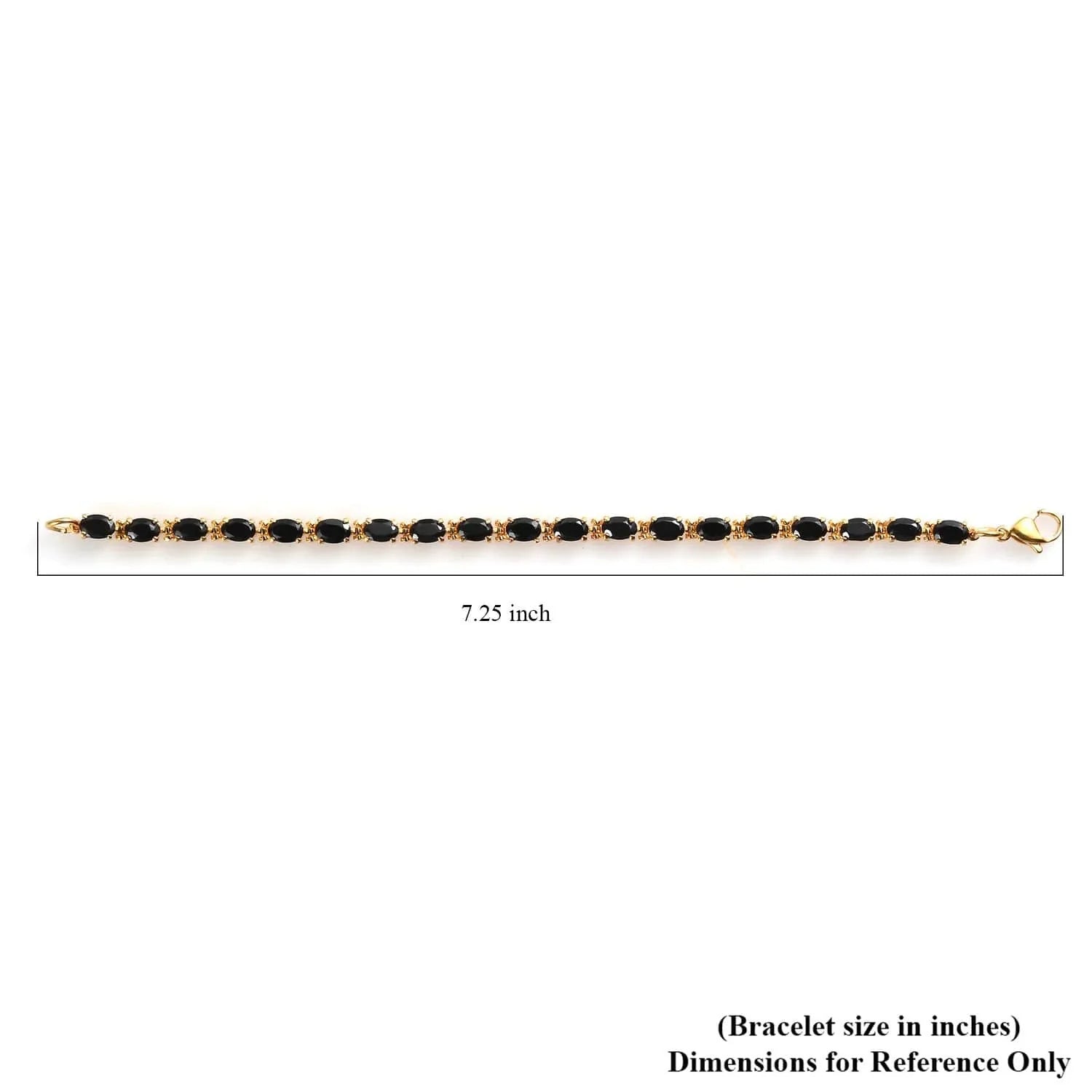 Shop LC Black Spinel Oval Stainless Steel Yellow Gold Ion Plated Bracelet Women Jewelry Size 6.5" Ct 8.49 Birthday Gifts
