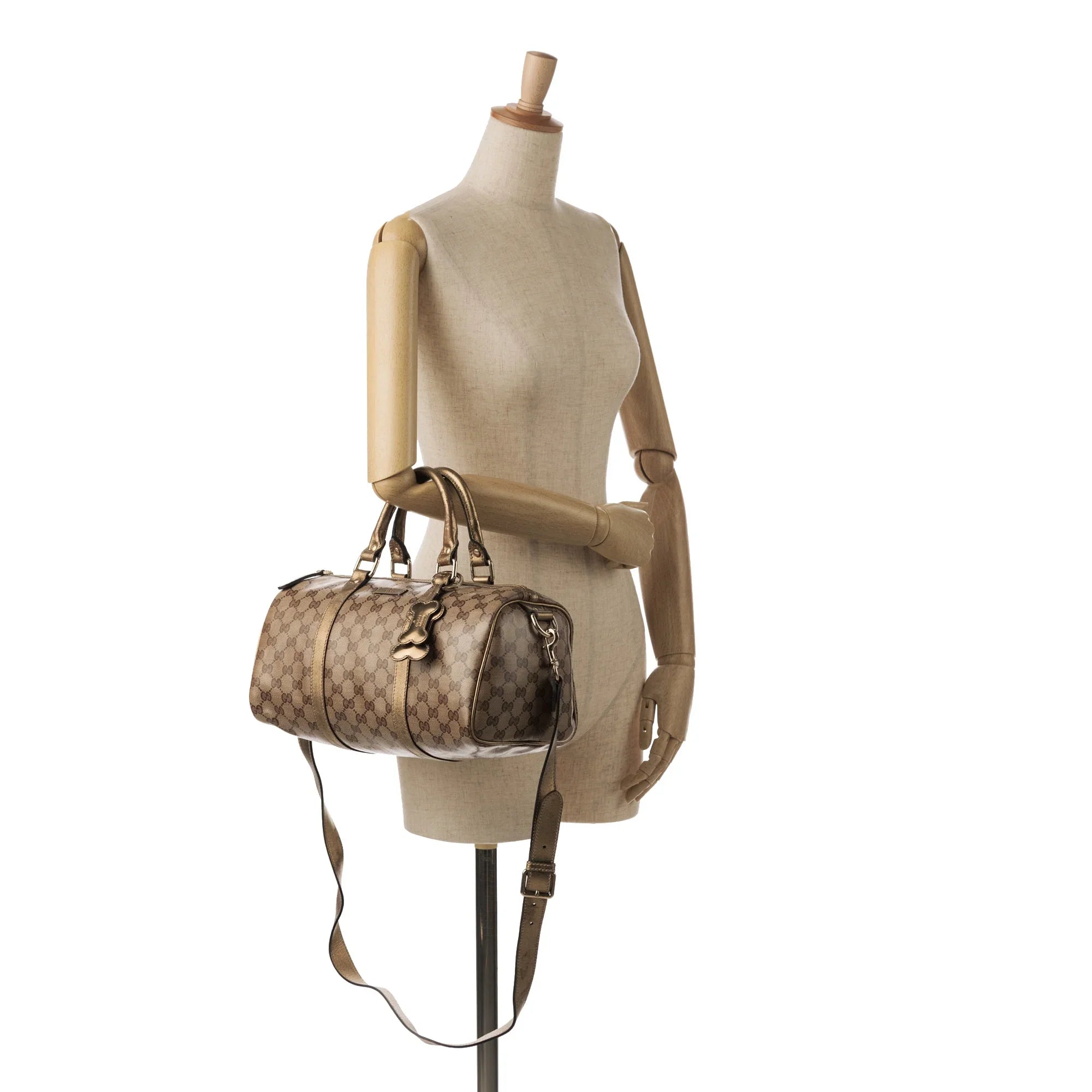 Pre-Owned Authenticated Gucci GG Crystal Joy Satchel Coated Canvas Fabric Brown Unisex (Fair)