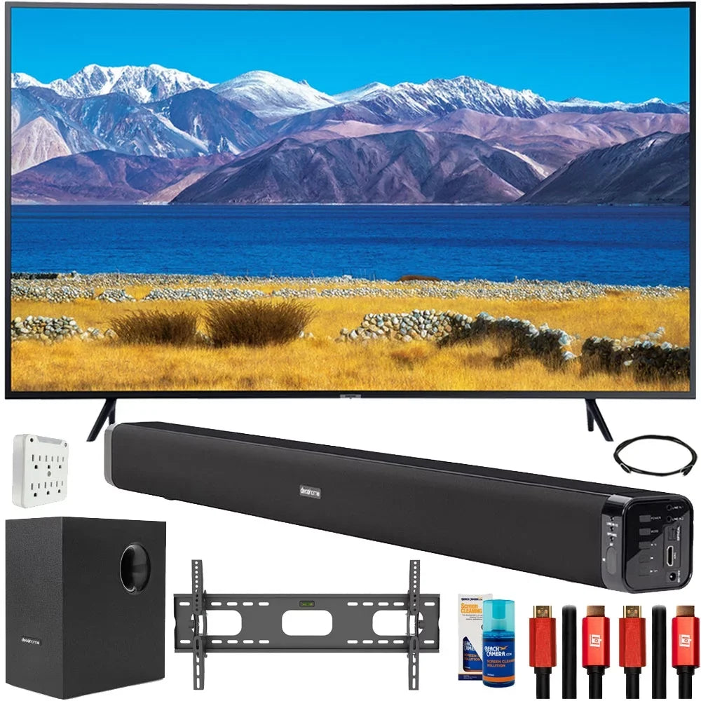 Samsung UN55TU8300 55" HDR 4K UHD Smart Curved TV (2020) Bundle with Deco Gear Home Theater Soundbar