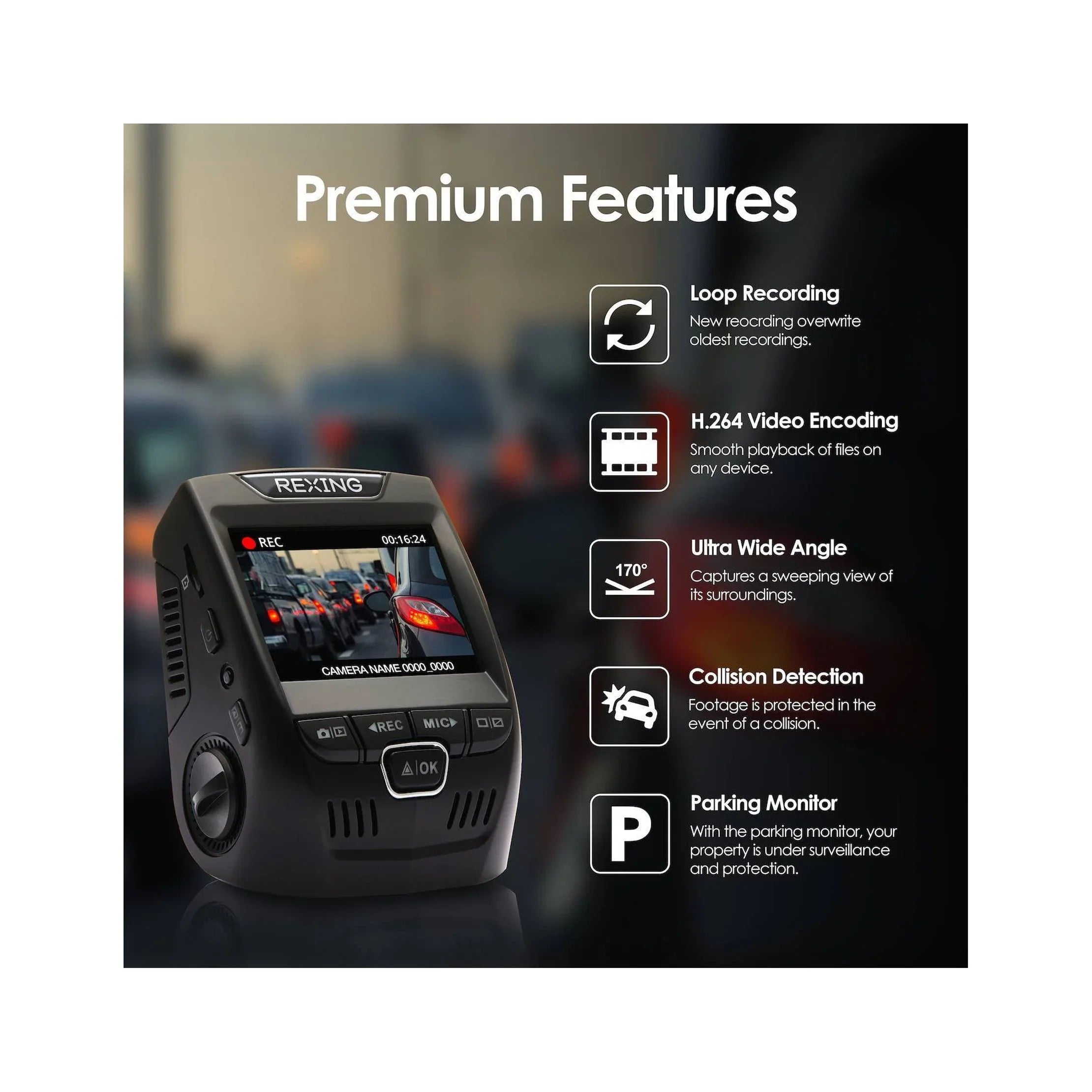 V1 FHD Single Channel 1080p Full HD Dash Cam