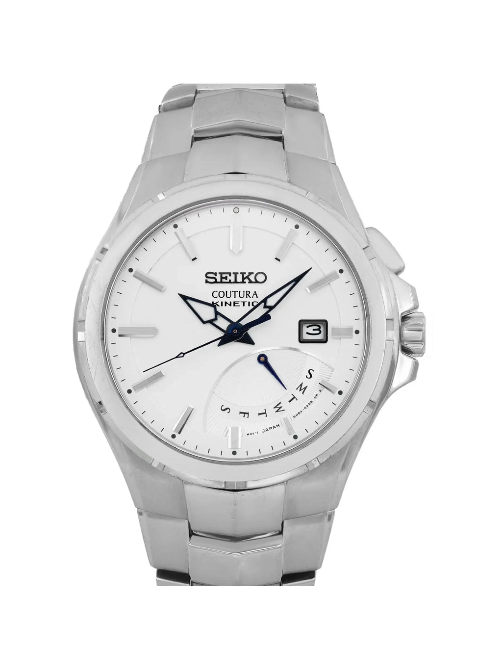 Pre-owned Seiko Coutura 43mm Date Day Steel Mens Watch SRN063 (Good)