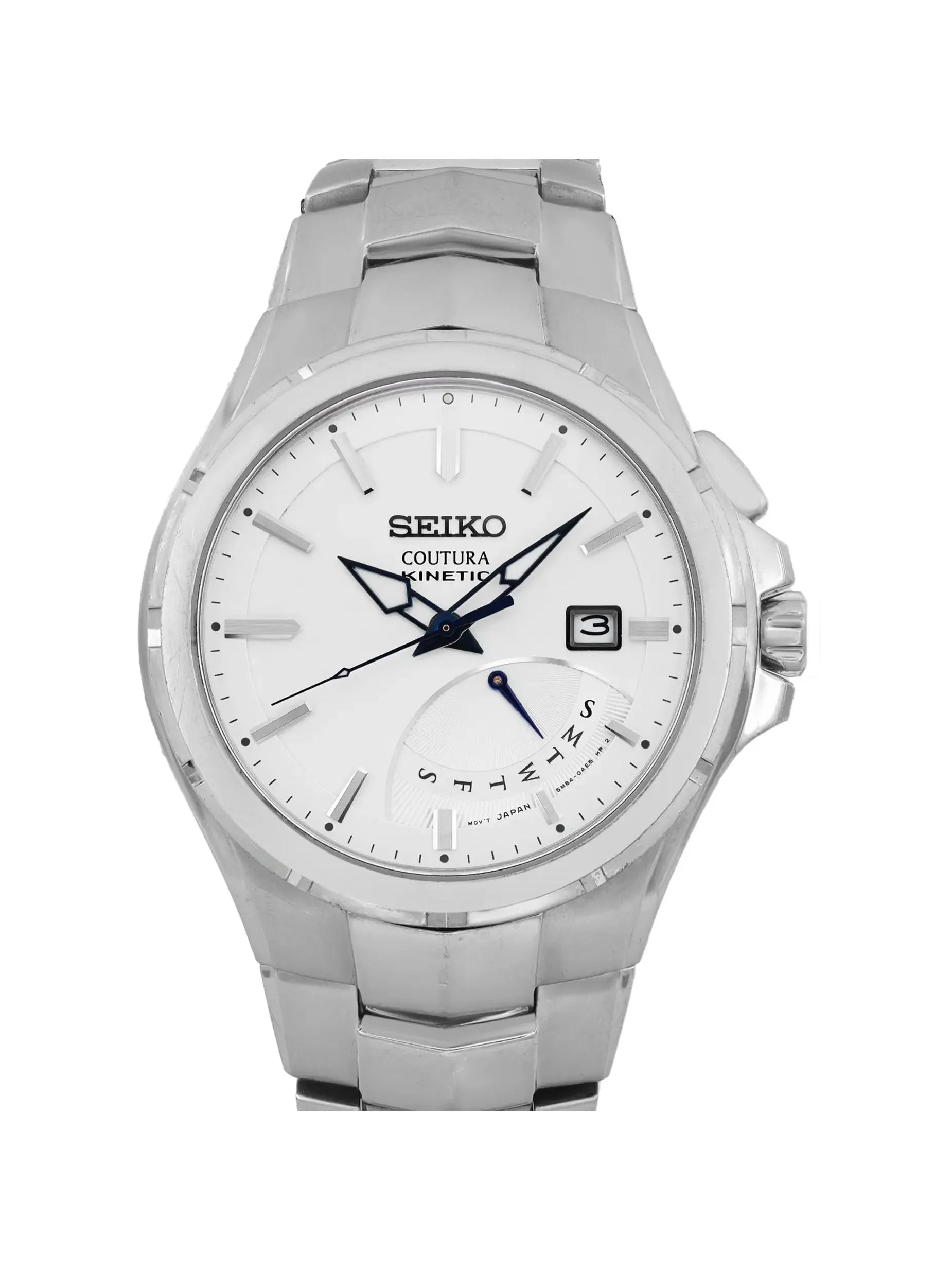 Pre-owned Seiko Coutura 43mm Date Day Steel Mens Watch SRN063 (Good)