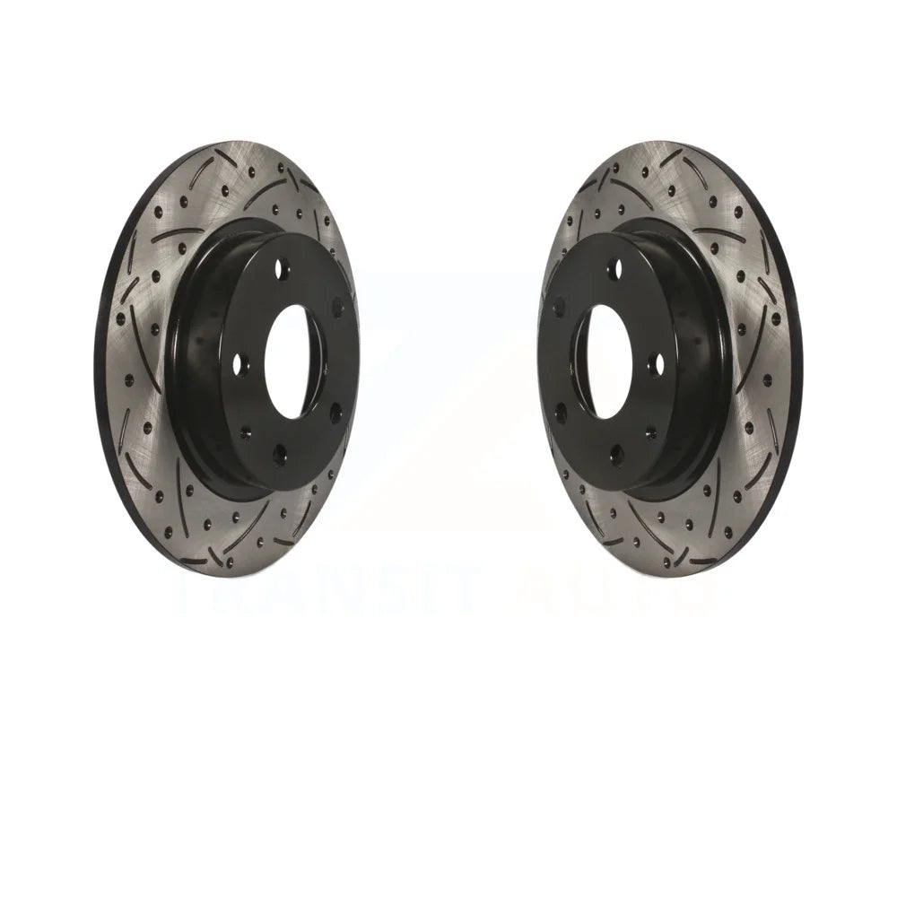 Rear Coated Drilled Slotted Disc Brake Rotors Pair For Mazda 3 CX-3 CX-30 Sport KD-100193