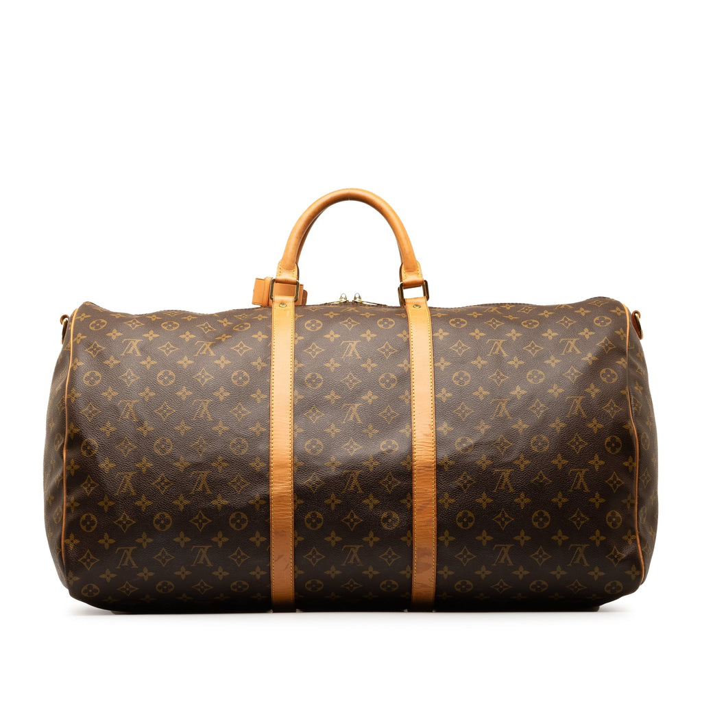 Pre-Owned Authenticated Louis Vuitton Monogram Keepall Bandouliere 60 Canvas Brown Travel Bag WeekenderBag Unisex (Good)