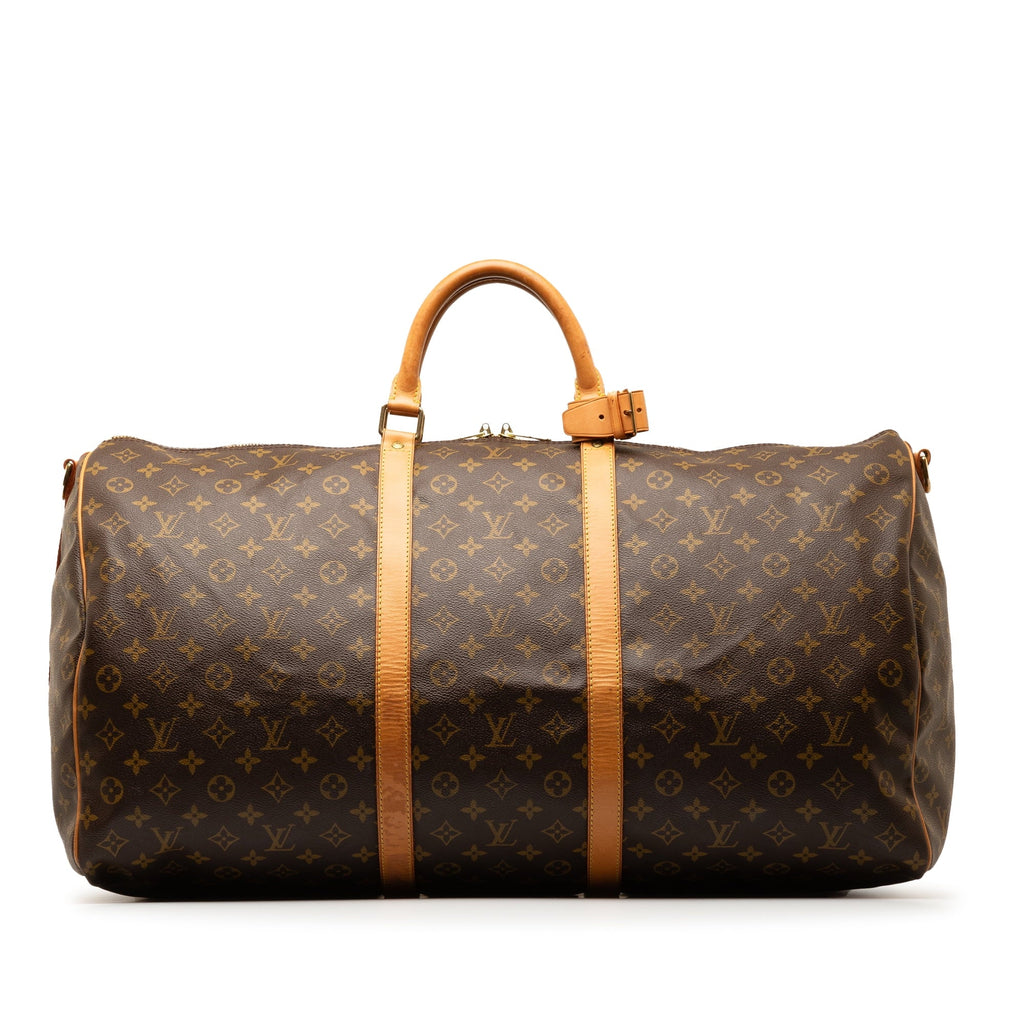 Pre-Owned Authenticated Louis Vuitton Monogram Keepall Bandouliere 60 Canvas Brown Travel Bag WeekenderBag Unisex (Good)