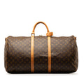 Pre-Owned Authenticated Louis Vuitton Monogram Keepall Bandouliere 60 Canvas Brown Travel Bag WeekenderBag Unisex (Good)