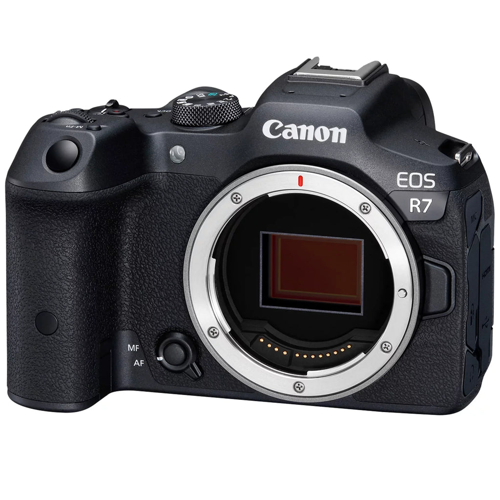 Canon EOS R7 Mirrorless Camera with RF-S 18-45mm Lens + Mount Adapter + 2 Pack SanDisk 32GB Memory Card + Case + ZeeTech Accessory