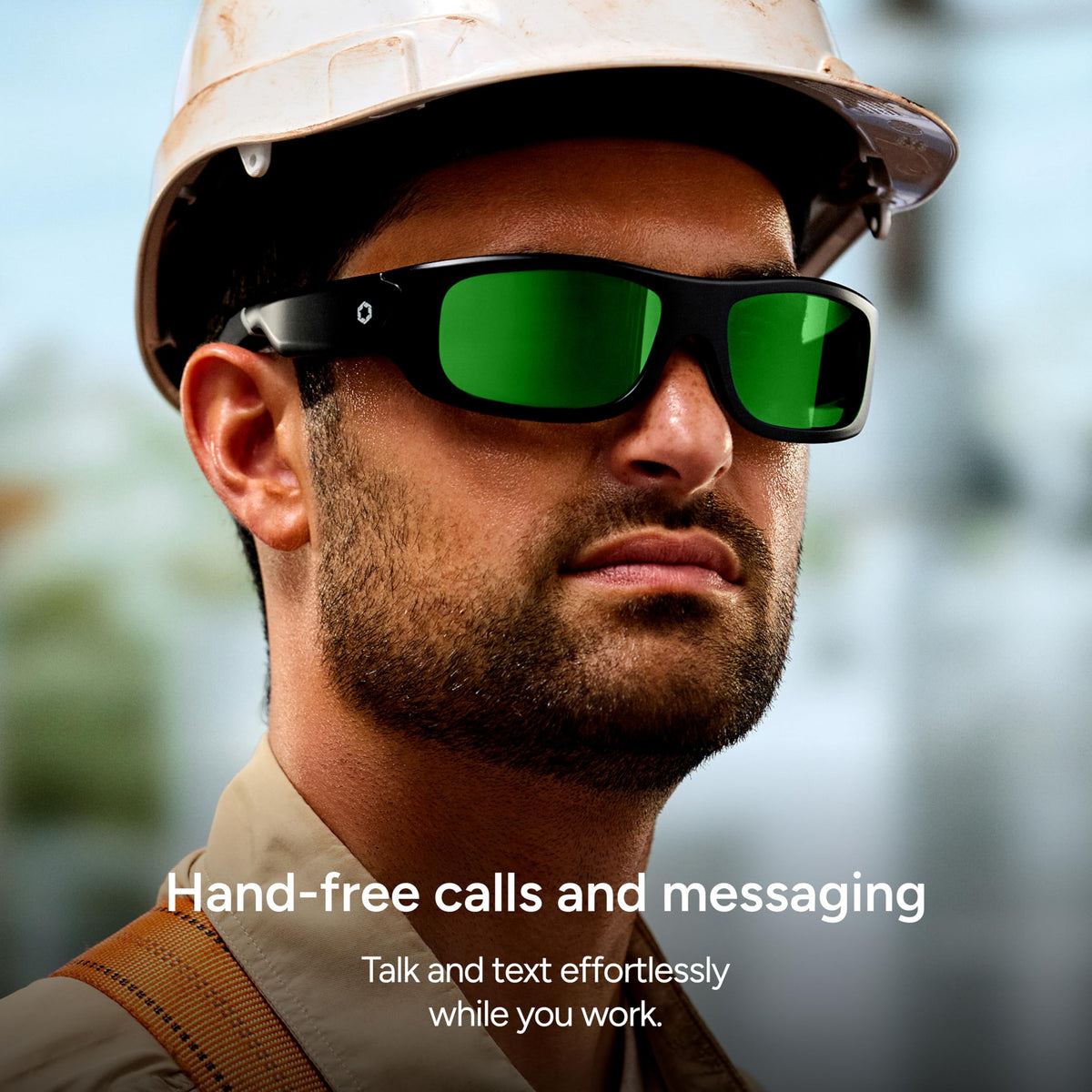 Lucyd Armor Smart Safety Glasses, TR90 Frame, Light Adaptive Lenses, Open Ear Speakers & Microphone - ANSI Z87.1