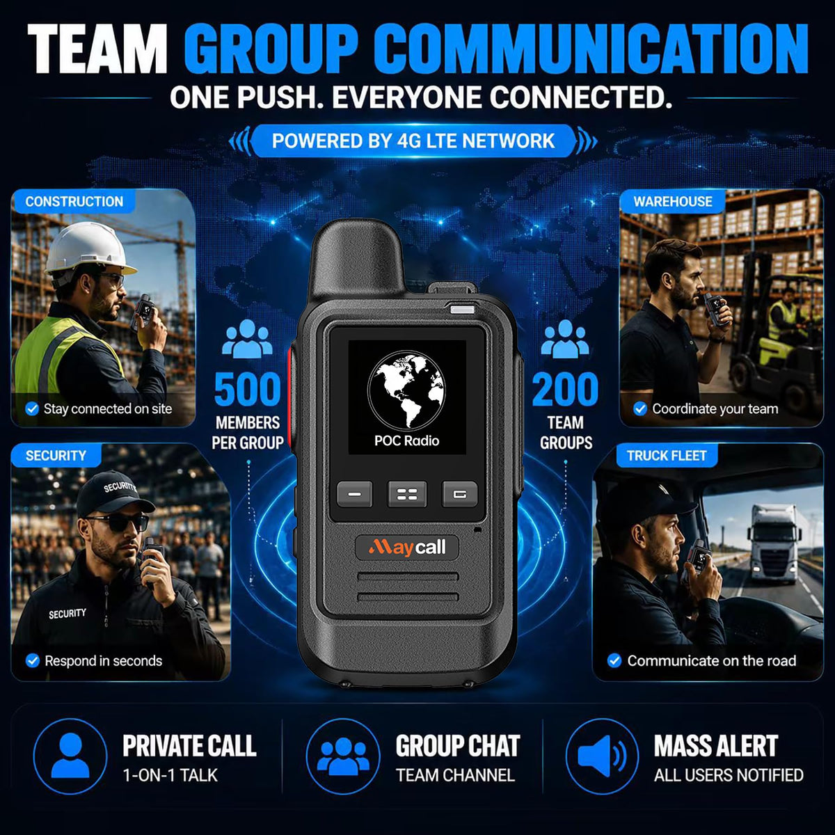 Global Lifetime Free Rapid 4G LTE PoC Radio Walkie Talkies Unlimited Range