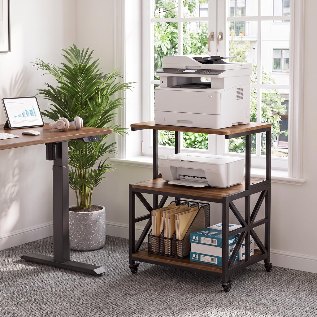 GreenForest Printer Stand with Lockable Wheels, Heavy Duty Printer Table