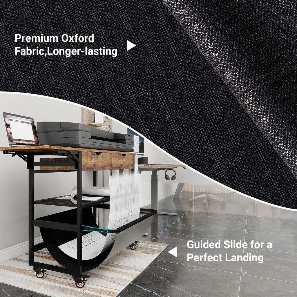 Natwind Wide Format Printer Stand,Plotter Table with Laptop Station,White