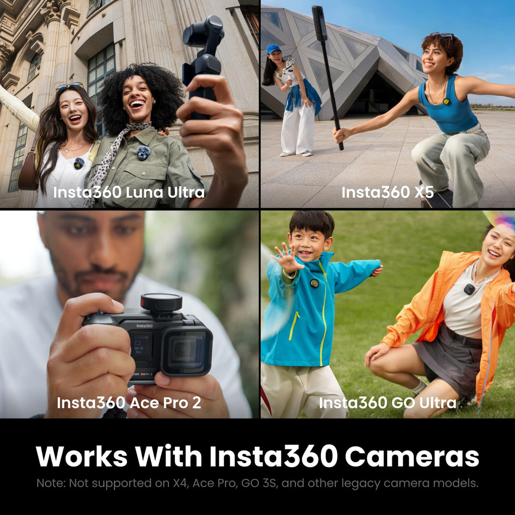 Insta360 Mic Pro (2 TX + 1 RX + Charging Case), Wireless Mini Lavalier Microphone for iPhone/Camera/Android, Video Recording, Vlogging, Bluetooth, Customizable E-Ink Display, 3-Mic Array, 30hrs Use
