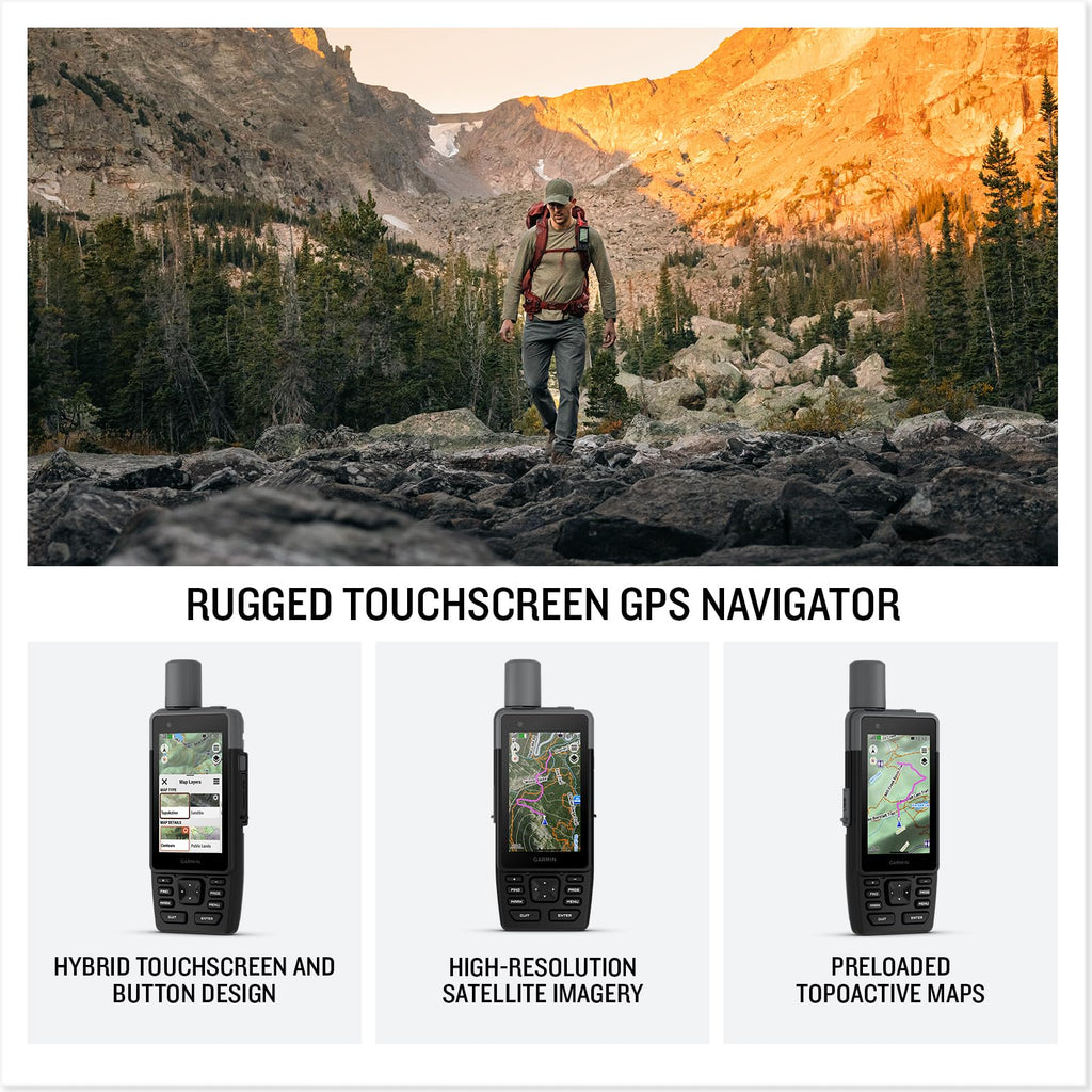 Garmin GPSMAP H1i Plus Rugged Hiking Premium GPS Handheld Navigator with inReach Plus Satellite Technology to Share Text, Photos, Voice Messages, SOS Off-Grid, Long Battery Life, Preloaded Maps Bundle