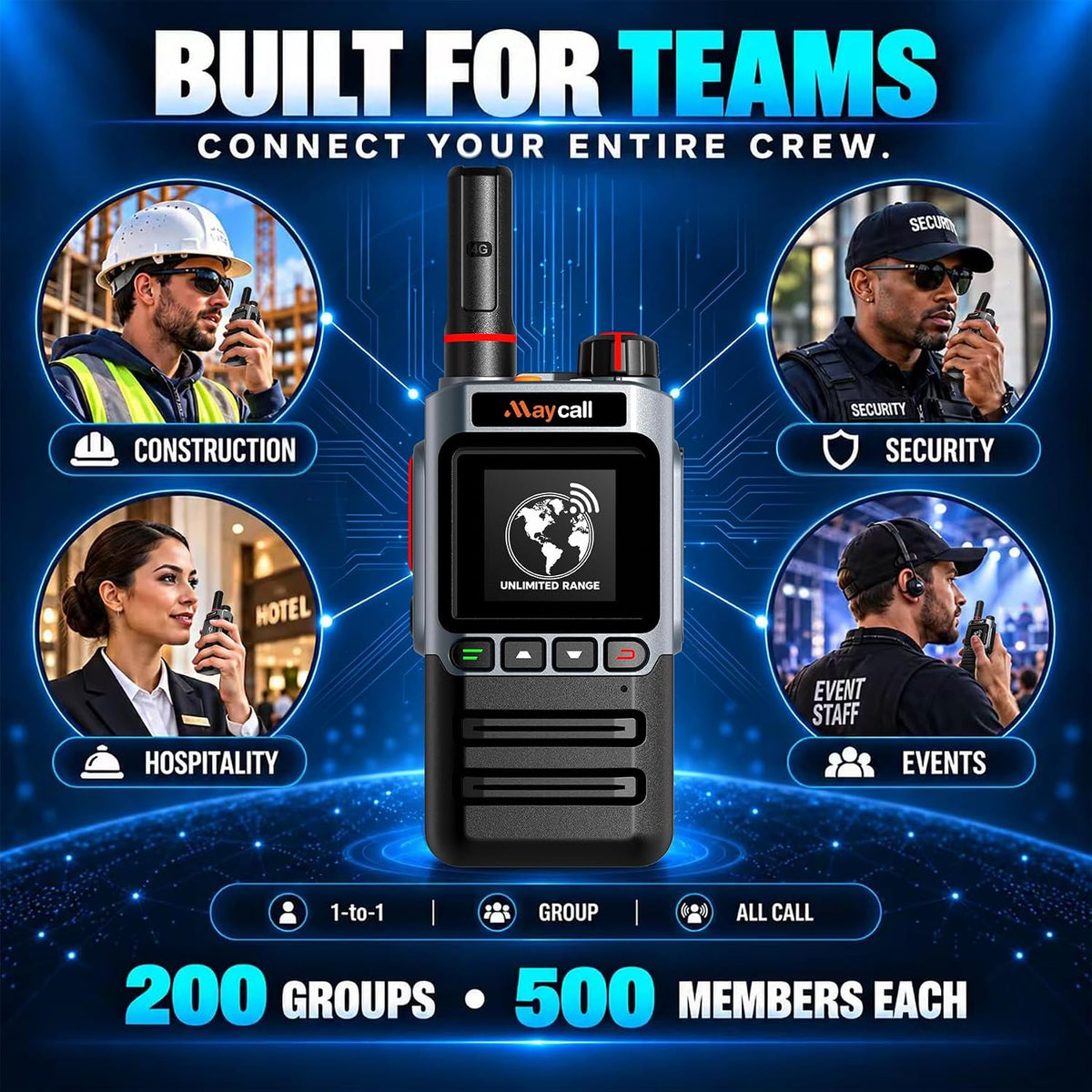 Global Lifetime Free Rapid 4G LTE PoC Radio Walkie Talkies Unlimited Range