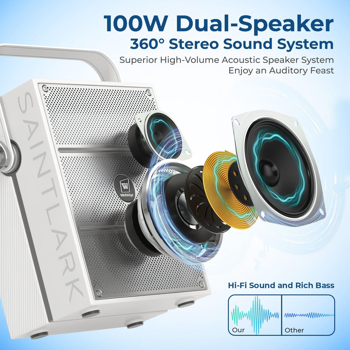 100W Powerful Voice Amplifier with 2 Wireless Microphones S99