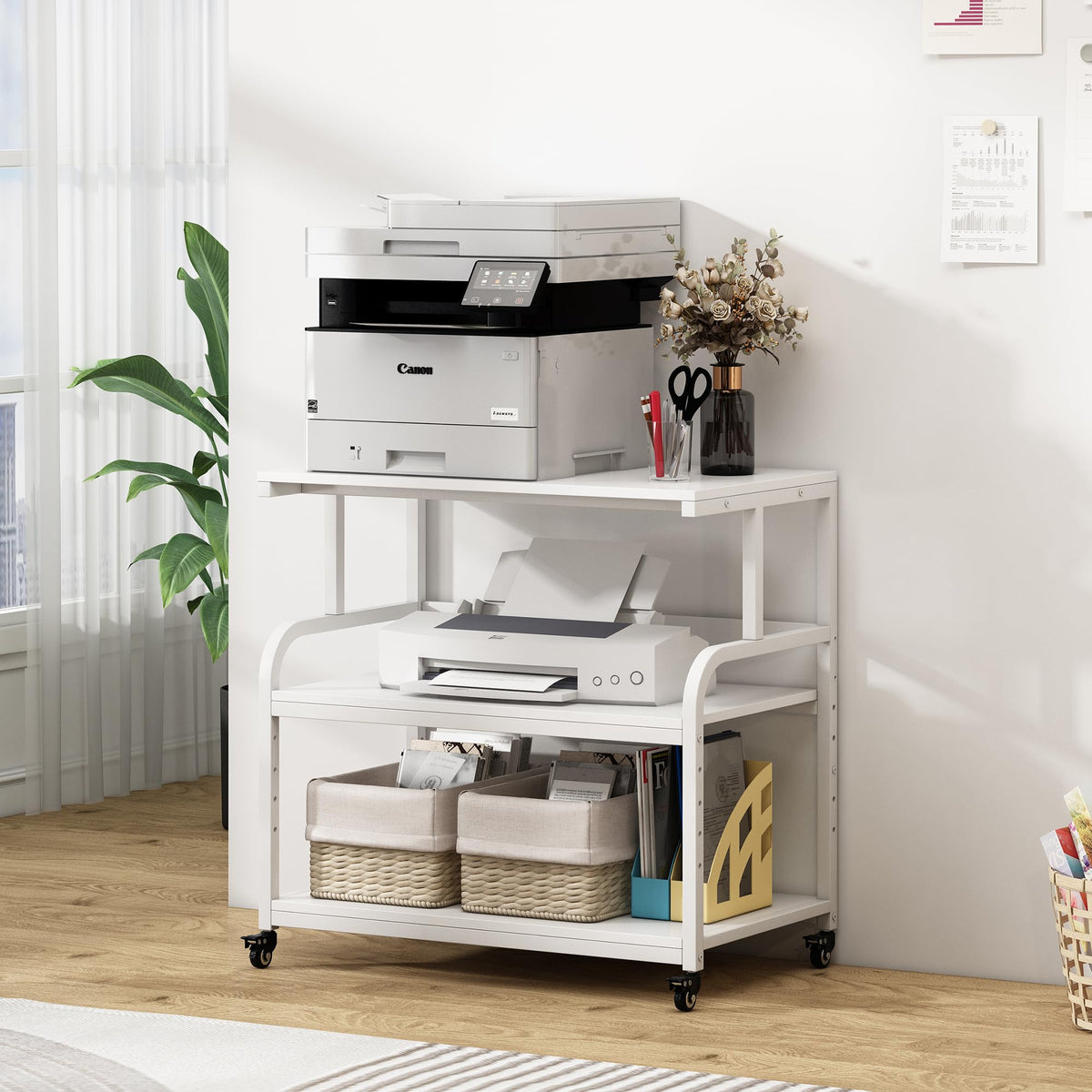 Fannova 23.6"x18.9"x30" Large Printer Stand with Adjustable Storage Shelf