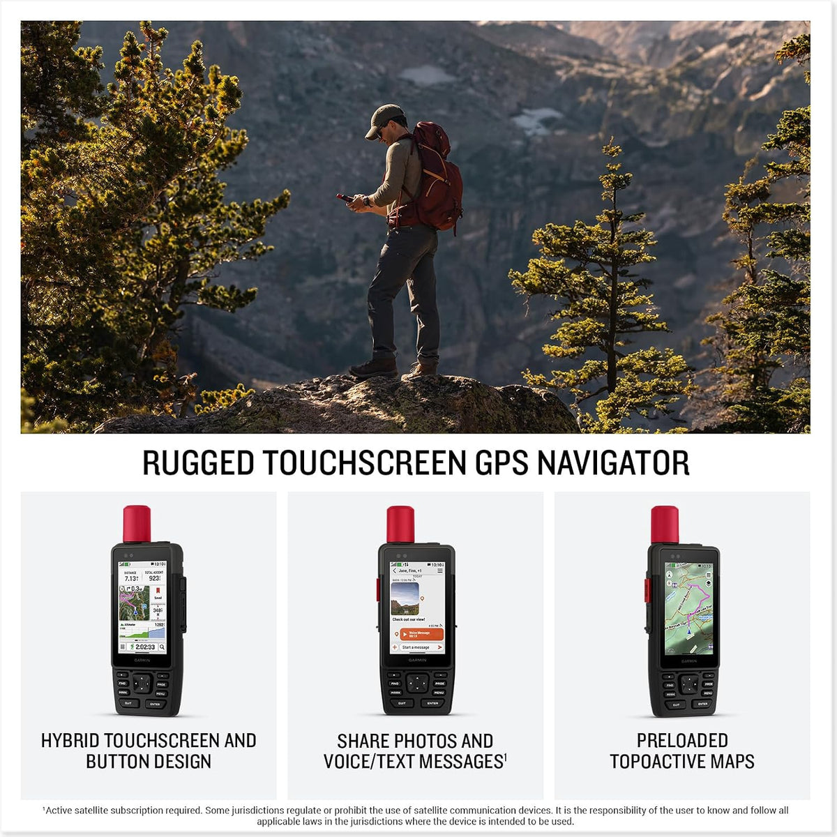 Garmin GPSMAP H1i Plus Rugged Hiking Premium GPS Handheld Navigator with inReach Plus Satellite Technology to Share Text, Photos, Voice Messages, SOS Off-Grid, Long Battery Life, Preloaded Maps Bundle
