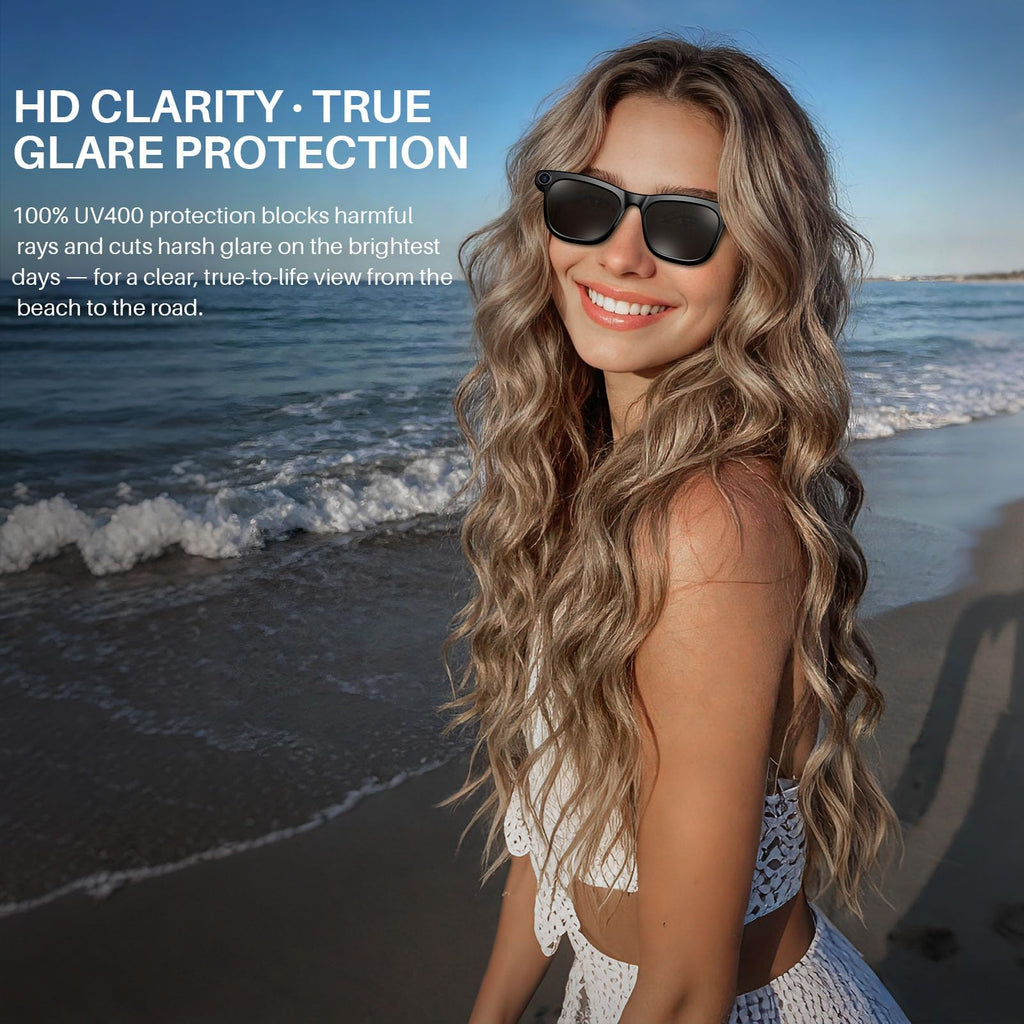 AI Smart Glasses with Camera & Voice Assistant,8MP 1080P HD Video