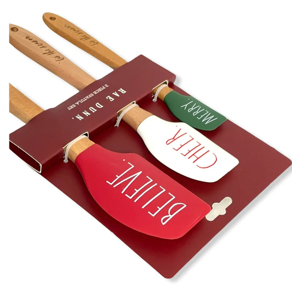 Rae Dunn Silicone Spatula 3 Pc. Spatula Set LL Letter with Hard Wood Handles