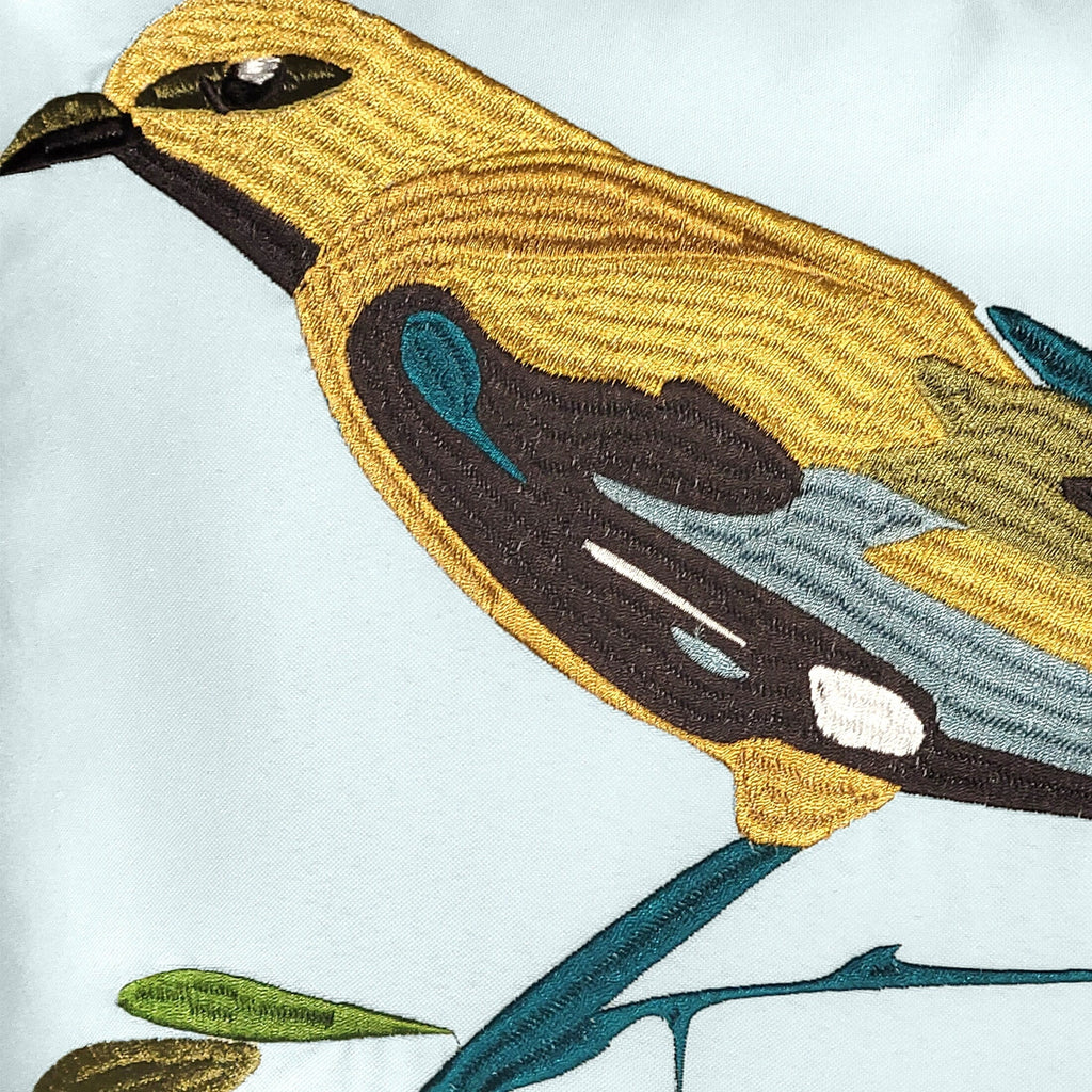 Levinsohn Textile Company Edie At Home Indoor/Outdoor Bold Embroidered Bird Decorative Throw Pillow 18x18, Leaf Multi