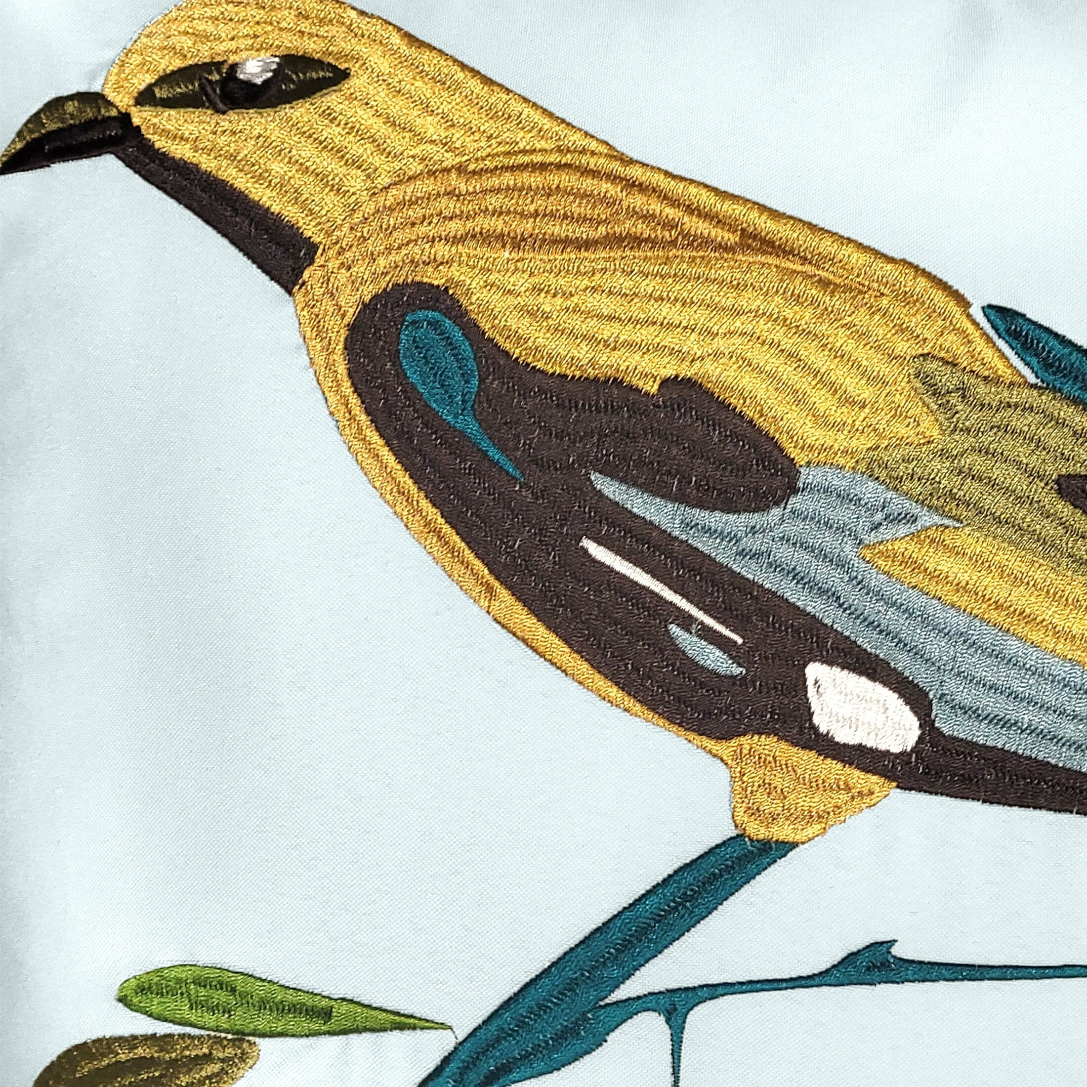 Levinsohn Textile Company Edie At Home Indoor/Outdoor Bold Embroidered Bird Decorative Throw Pillow 18x18, Leaf Multi