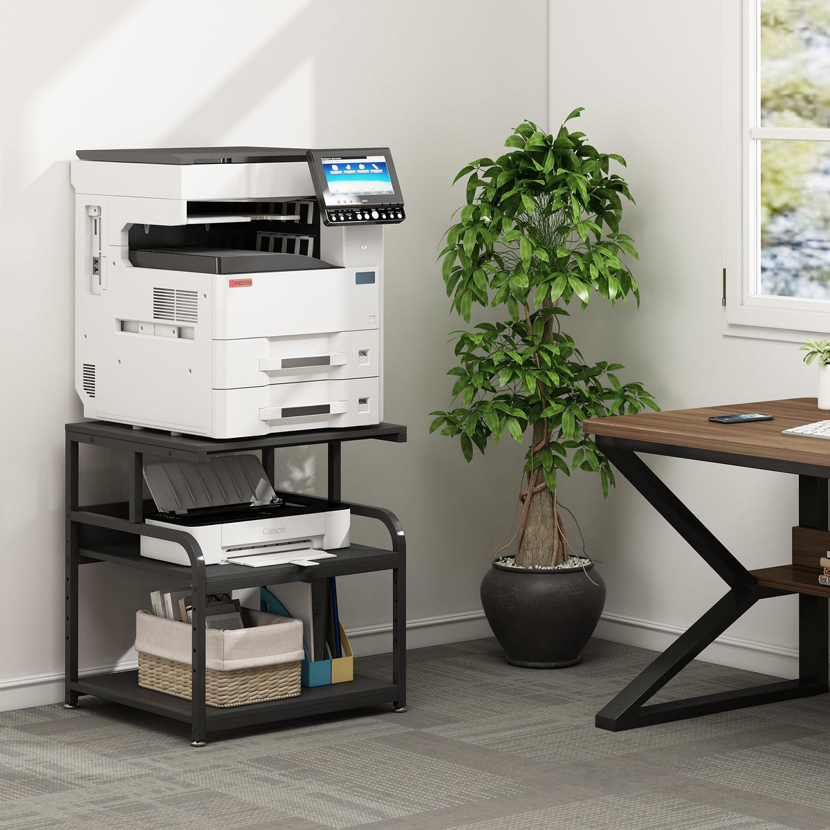 Fannova 23.6"x18.9"x30" Large Printer Stand with Adjustable Storage Shelf