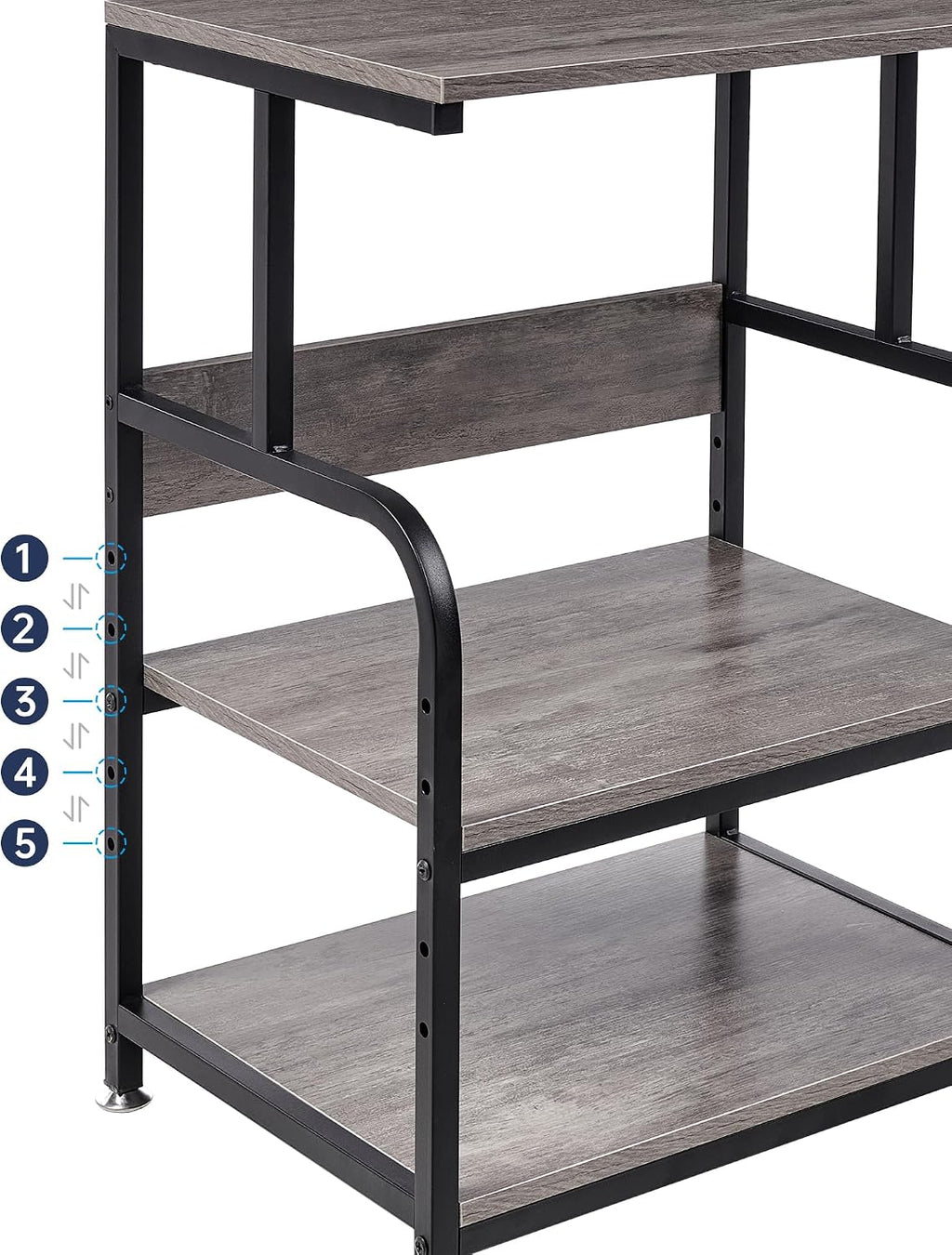 Fannova 3 Tier Gray Printer Stand with Height Adjustable Storage Shelf