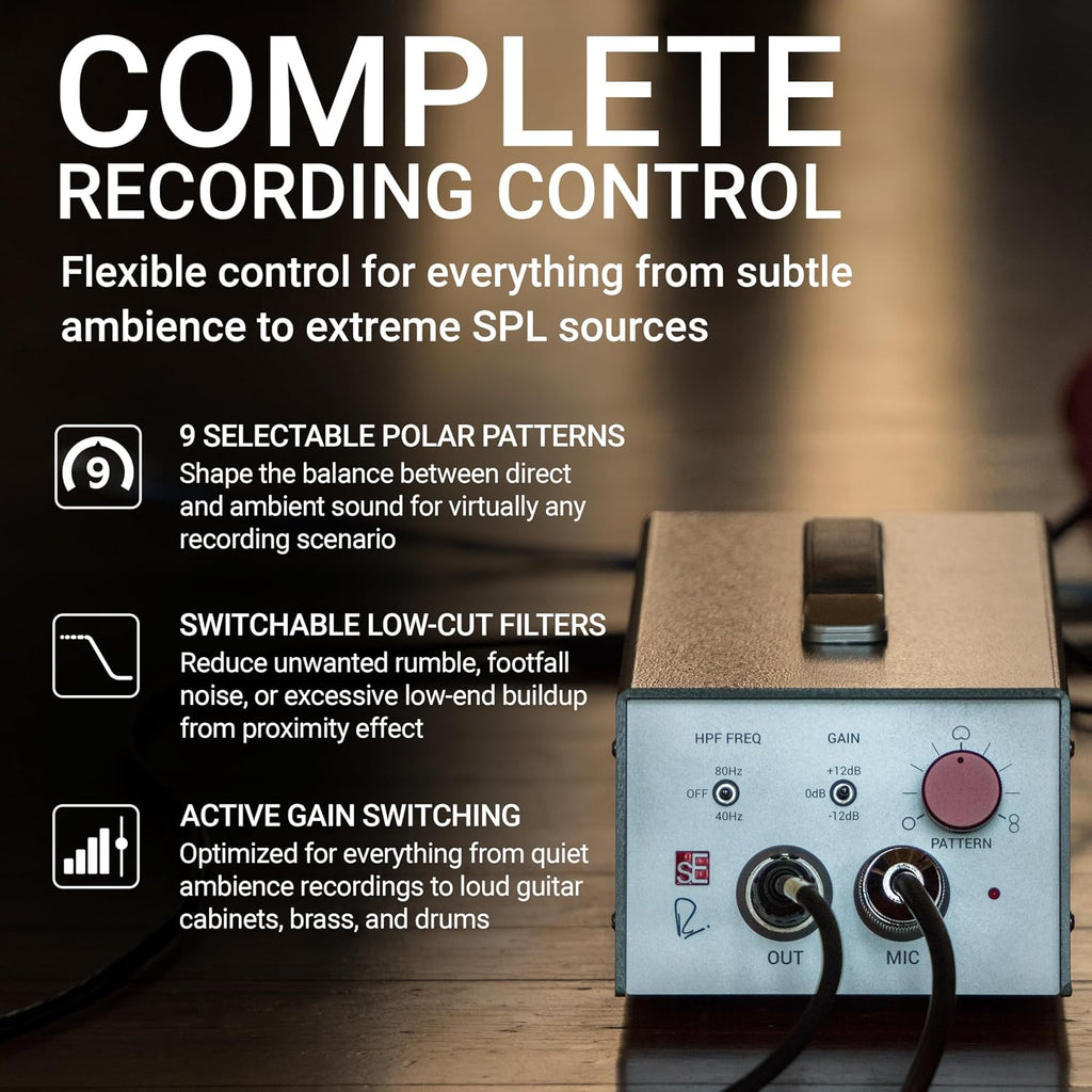 SE ELECTRONICS Rupert Neve RNT Multi-Pattern Tube Condenser Microphone for Vocals & Instruments - Professional Studio Recording Microphone with Custom Output Transformers & 1" True Condenser Capsule