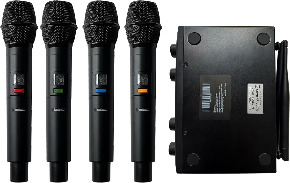 MELONARE 4x10 Freq. UHF Wireless Microphone System, 200FT Stable Signal