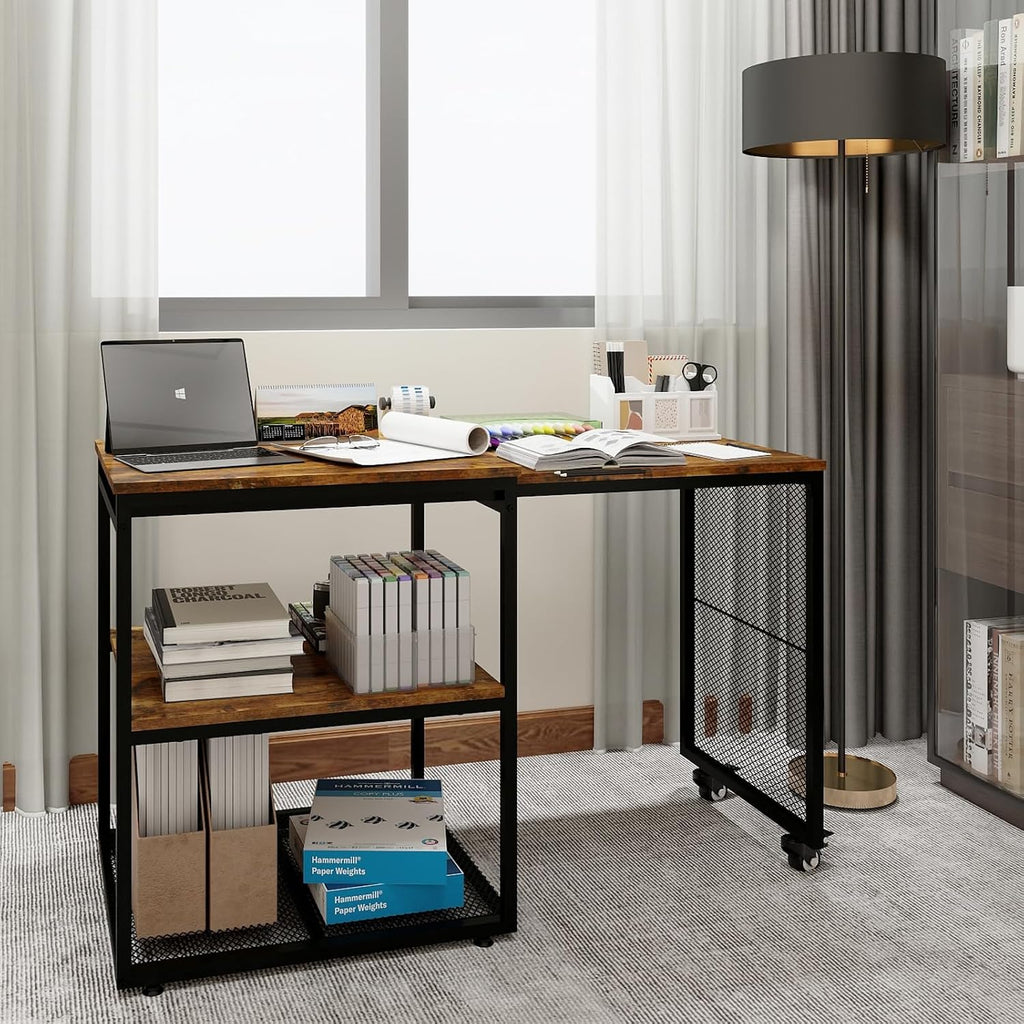 Natwind 24''x20'' Large Printer Stand,Extendable Home Craft Table,Retro