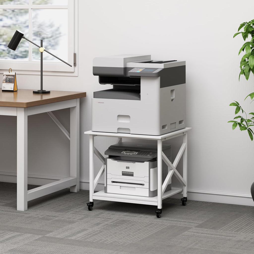Fannova 2 Tier Large Printer Stand 23.6"x23.6"x22.6" with Storage Shelf