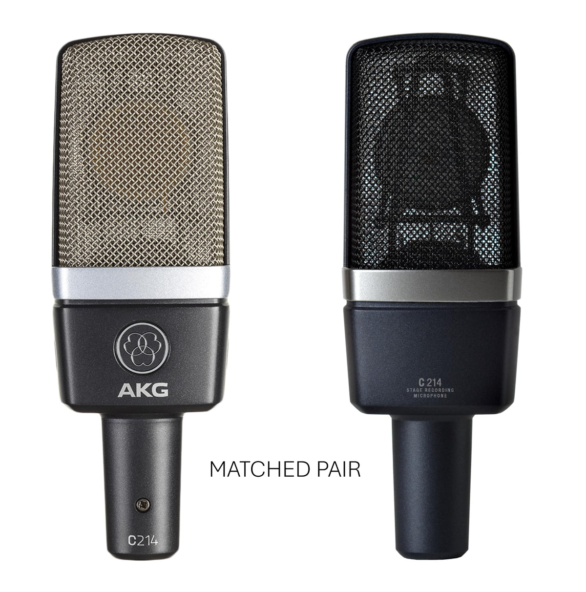 AKG Pro Audio C414XLS Pair Studio Grade Professional Large Diaphragm, Dual Capsule, Multi-Pattern, Vocal & Instrument Condenser Microphone with Aluminum Carrying Case. XLR Connector. Gray with Gold.