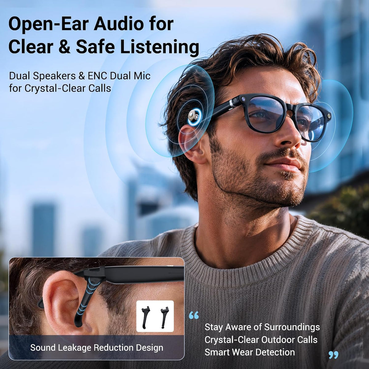 AI Smart Glasses with Camera, Bluetooth Glasses with HD Photo & Video Recording, EIS Anti-Shake, AI Translation & Object Recognition, Open-Ear Audio, Photochromic Lenses for Travel & Vlog