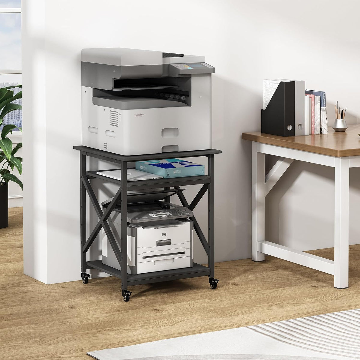 Fannova 23.6"x23.6"x30.1" Large Printer Stand with Adjustable Storage Shelf