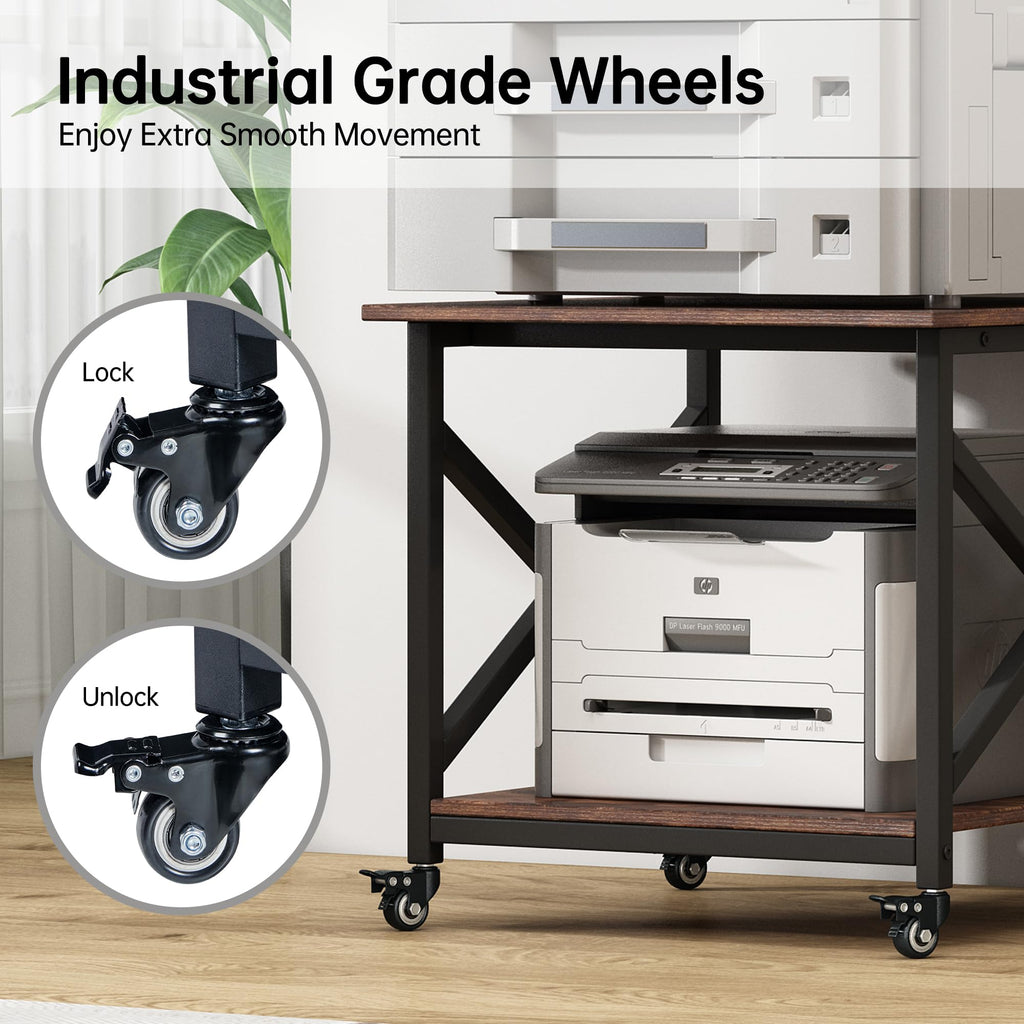 Fannova 2 Tier Large Printer Stand 23.6"x23.6"x22.6" with Storage Shelf