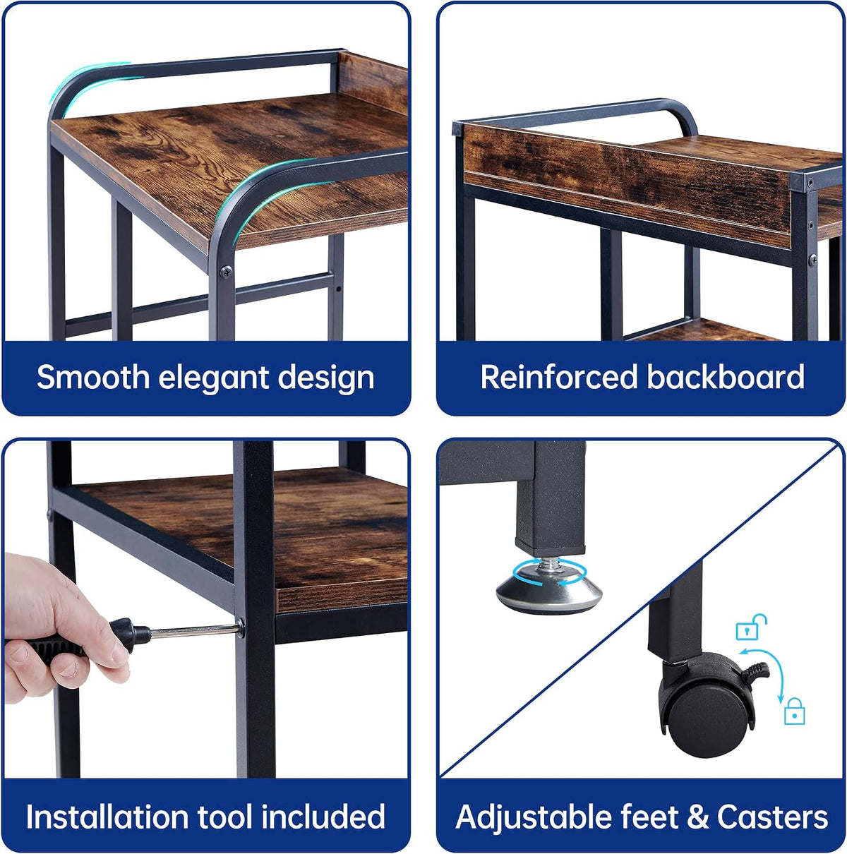 Fannova Large Printer Stand with PC Tower Shelf for Home Office Storage