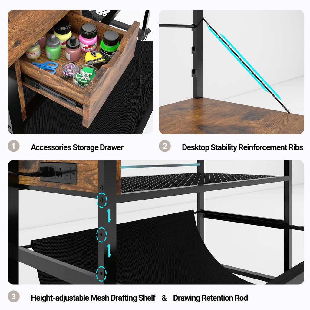 Natwind Wide Format Printer Stand, Plotter Workbench Table,Black