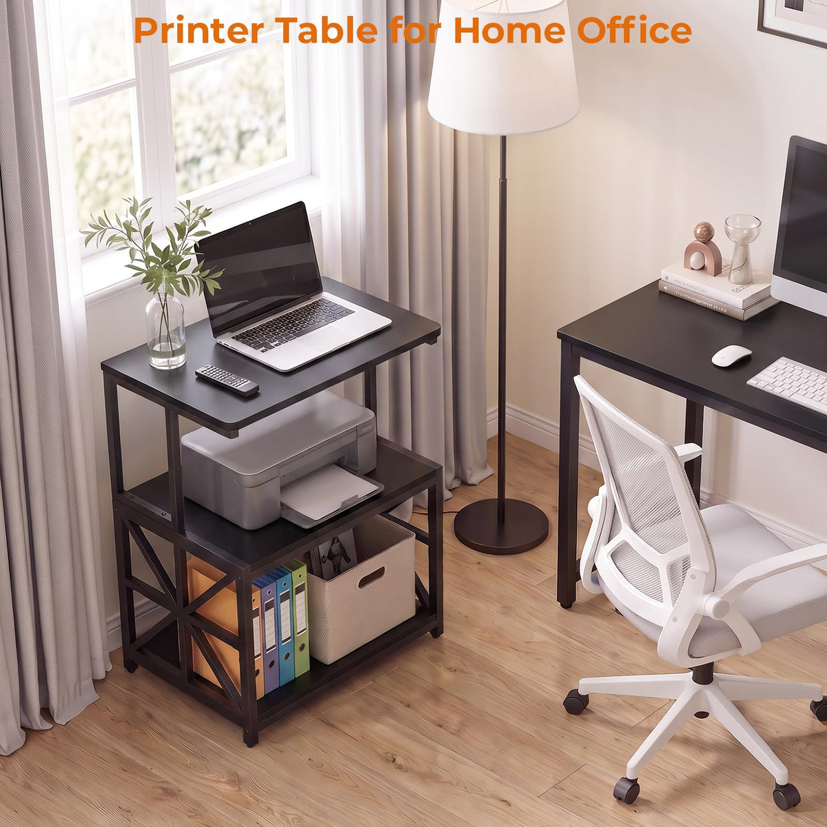 GreenForest Printer Stand with Lockable Wheels, Heavy Duty Printer Table