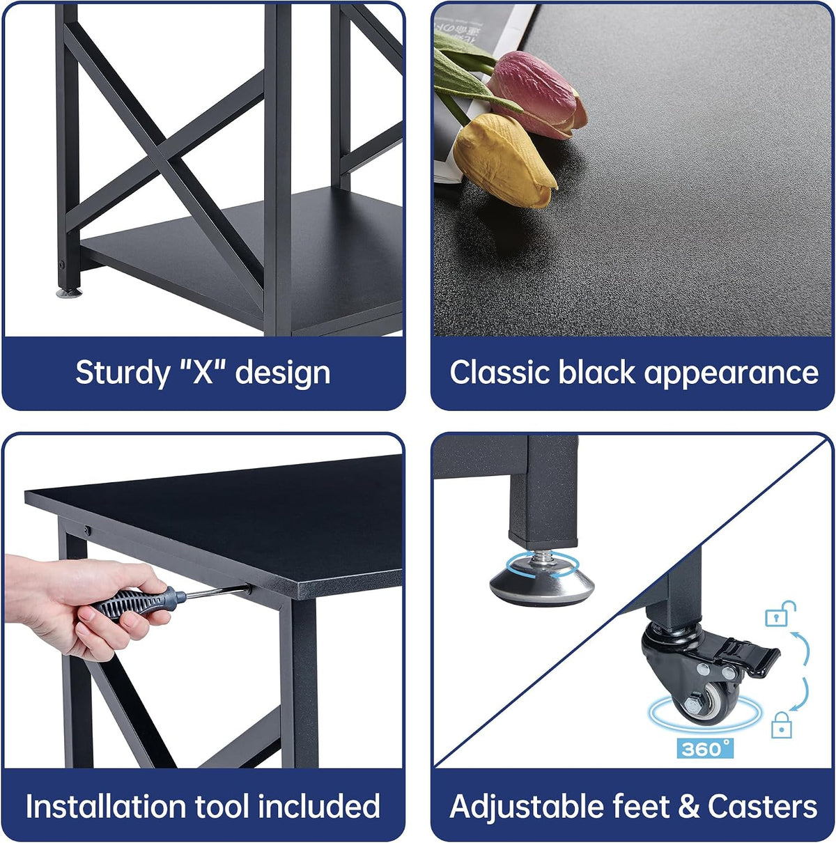 Fannova 2 Tier Large Printer Stand 23.6"x23.6"x22.6" with Storage Shelf