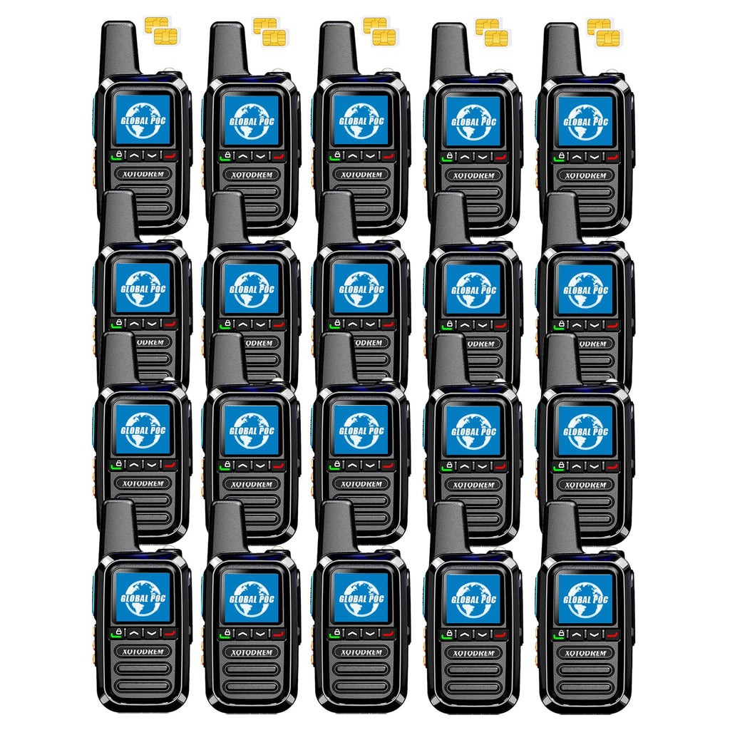 Global Lifetime Free Rapid Walkie Talkies Unlimited Range 4G LTE PoC(Push-to-Talk Over Cellular) Radios Nationwide PTT Long Distance for Family, Logistics, Company 2pcs with sim Card