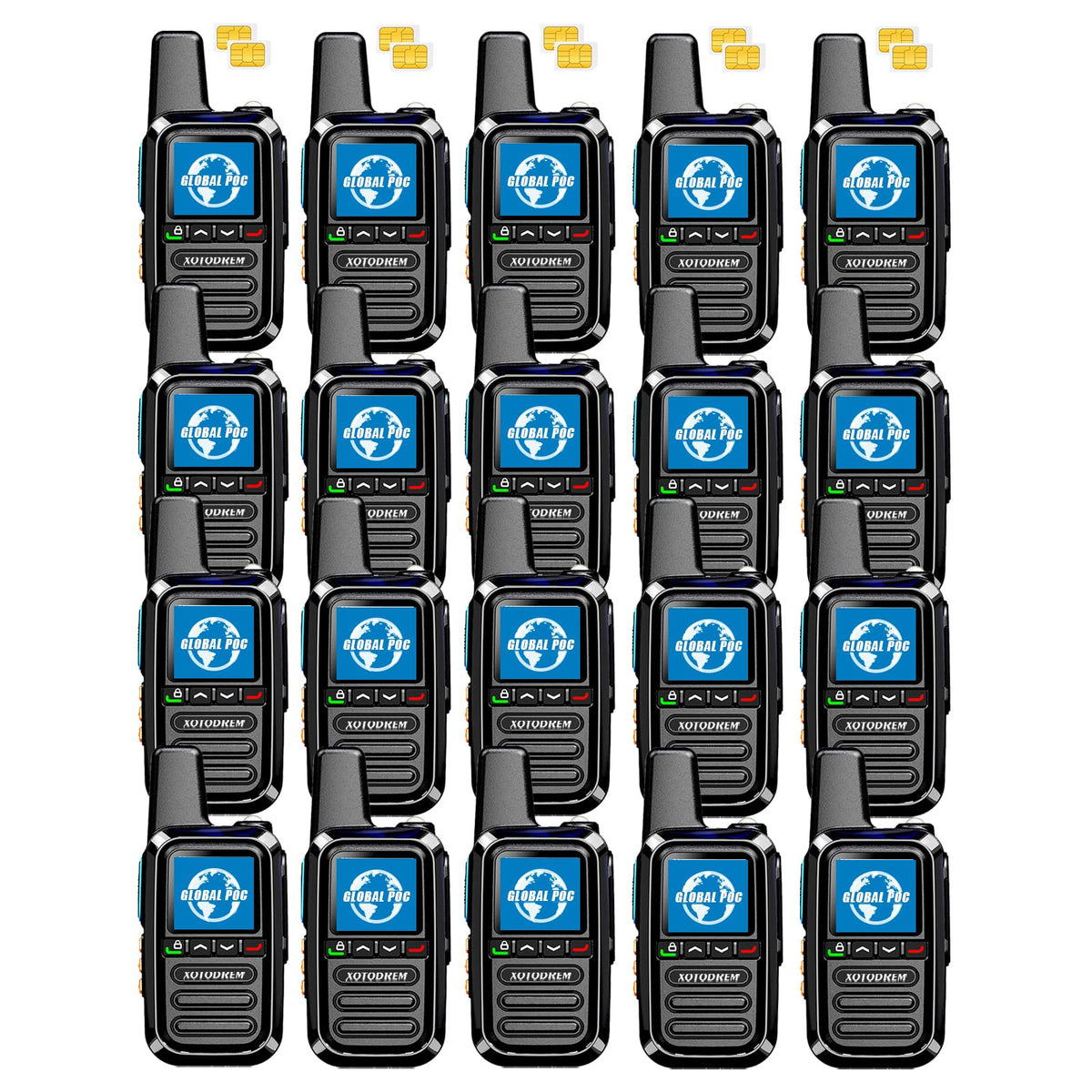 Global Lifetime Free Rapid Walkie Talkies Unlimited Range 4G LTE PoC(Push-to-Talk Over Cellular) Radios Nationwide PTT Long Distance for Family, Logistics, Company 2pcs with sim Card