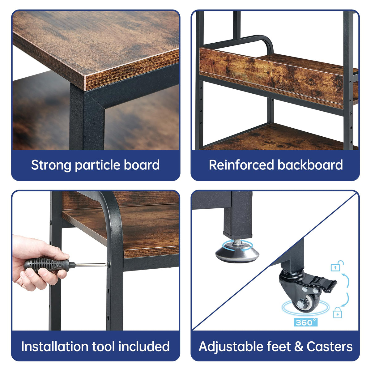 Fannova 23.6"x18.9"x30" Large Printer Stand with Adjustable Storage Shelf