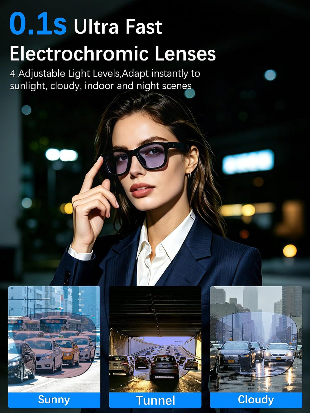 ES-S1 Smart AI Glasses with Open Ear Audio & Live Translation