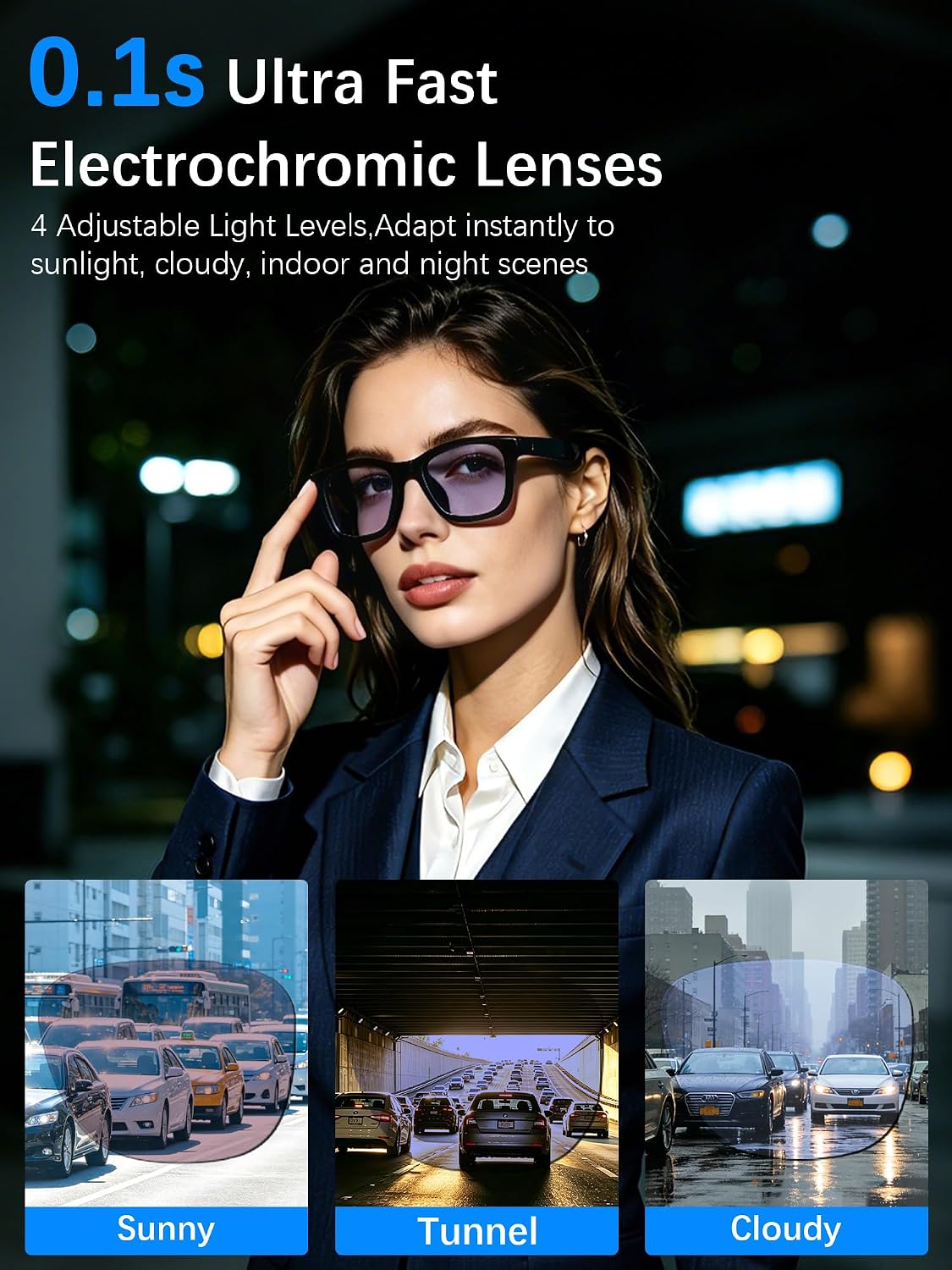 ES-S1 Smart AI Glasses with Open Ear Audio & Live Translation