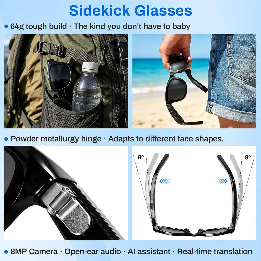 Your First Smart Glasses â Sidekick Glasses, 8MP HD Video Recording