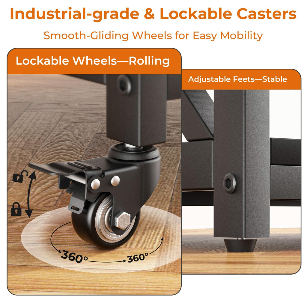 GreenForest Printer Stand with Lockable Wheels, Heavy Duty Printer Table