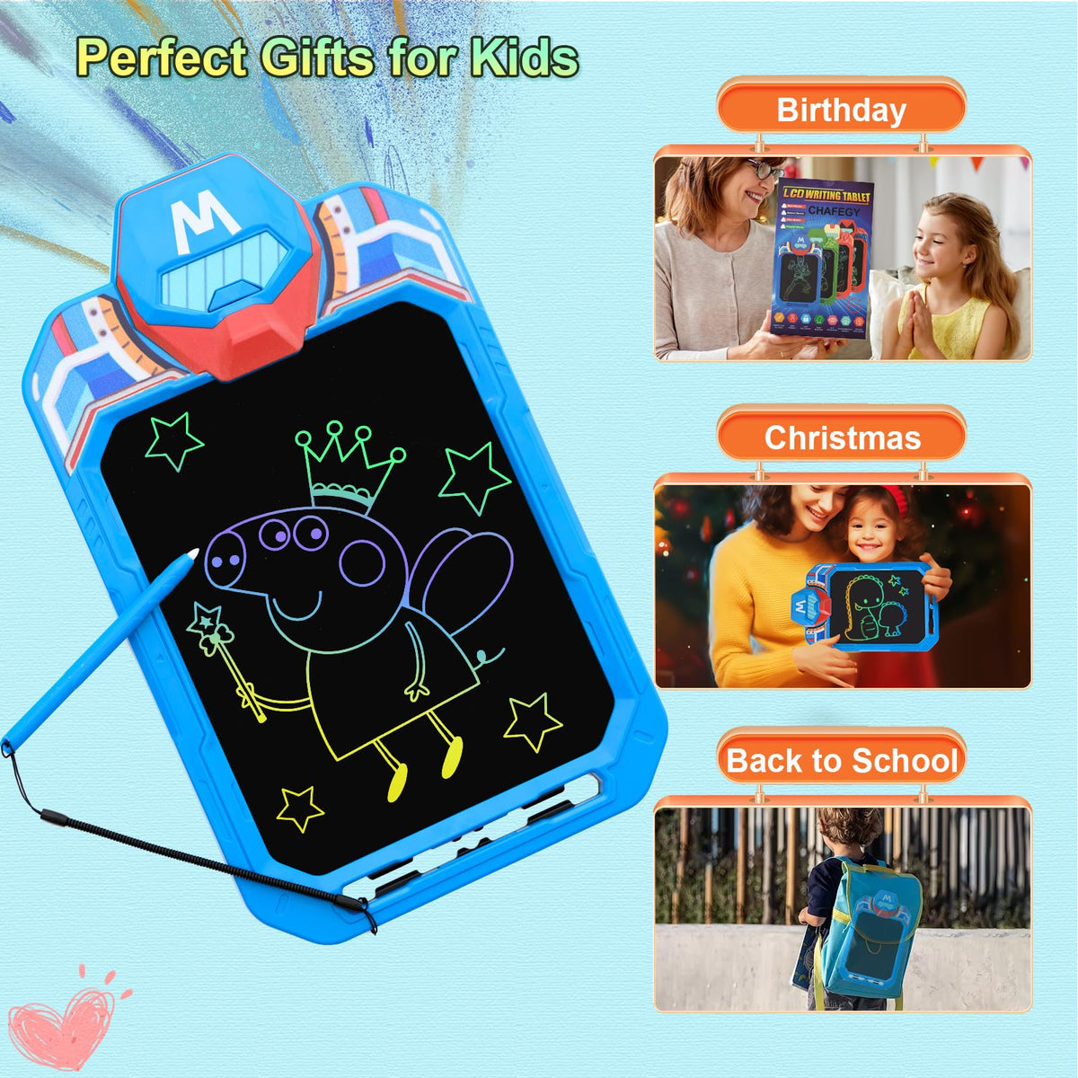 LCD Writing Tablet for Kid, Spider Design Drawing Pad, 10 Inch